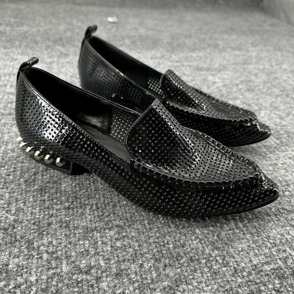 Jeffrey Campbell Barnett Black Studded Loafers Perforated Size 7 - Picture 2 of 2